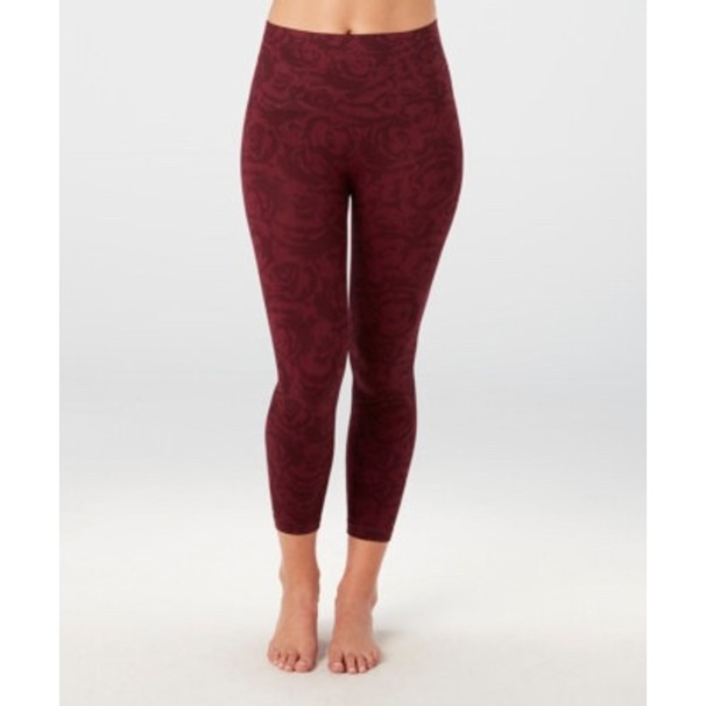 Spanx Look At Me Now Garnet Rose Seamless Cropped Leggings Size Small S Burgundy